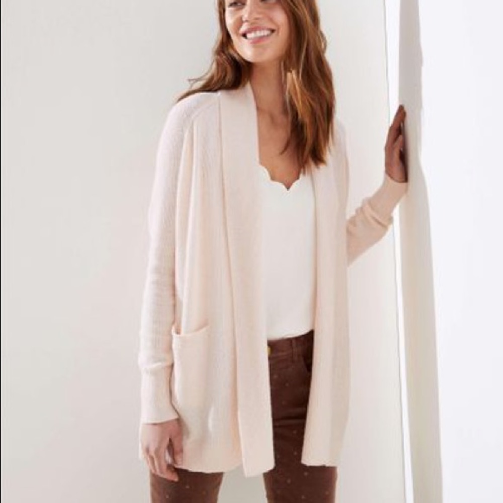 LOFT Women's Pink Textured Shawl Cardigan
